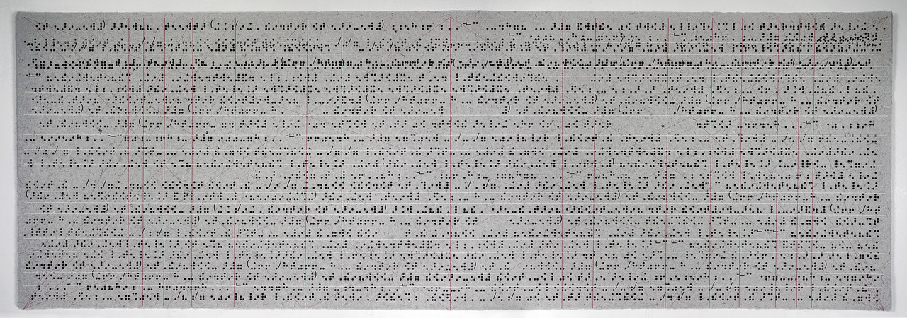 Guillermo Galindo »Braille Forensic Codex,« 2015. Acrylic ink on handmade paper