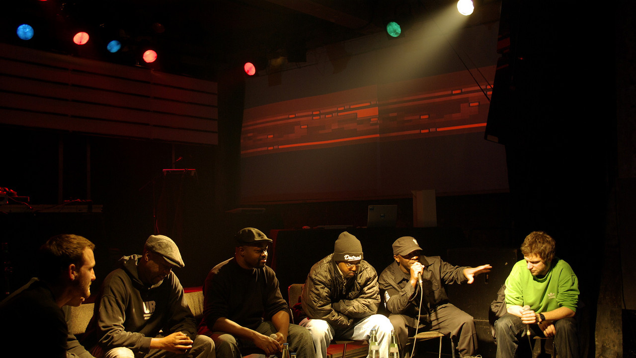 Talk with members of Underground Resistance (left to right DJ Clandestine, Cornelius Harris, DJ Skurge, Mike Banks, Alexis Weltz), CTM 2007, Maria am Ostbahnhof