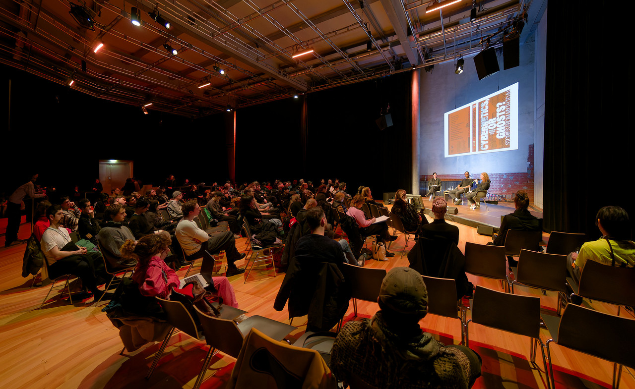 »Cybernetics, or Ghosts?« talk and book presentation with Michael Salu and James Ginzburg, moderated by Lina Martin-Chan at Radialsystem