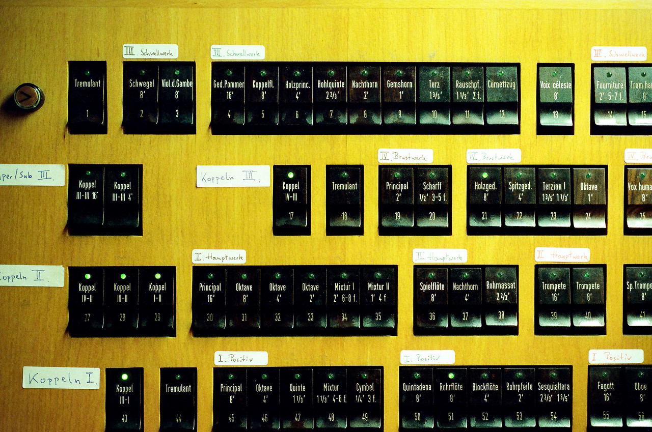 Detail of the organ at Gedächtniskirche in Berlin