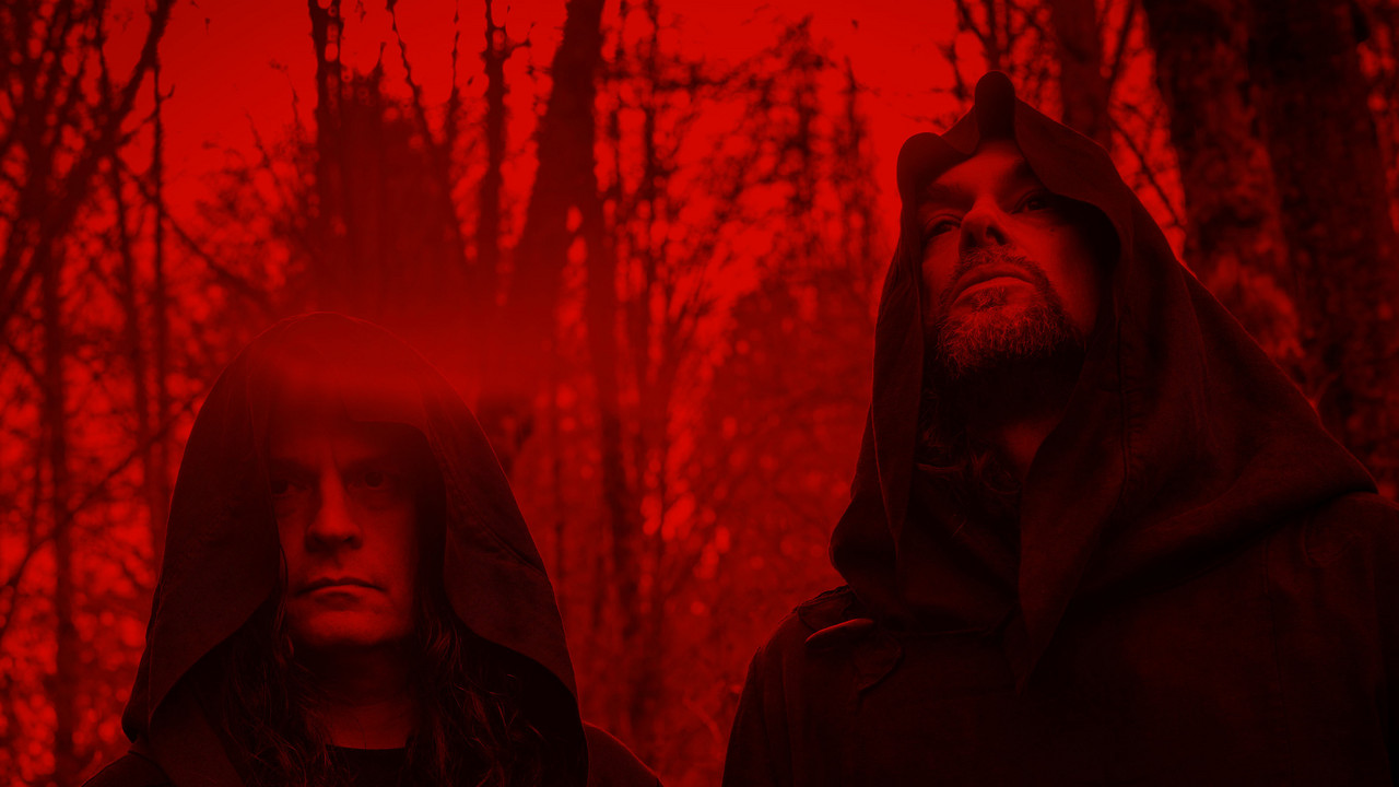 Portrait of Stephen O'Malley and Greg Anderson of Sunn O))), photo by Charles Peterson.
