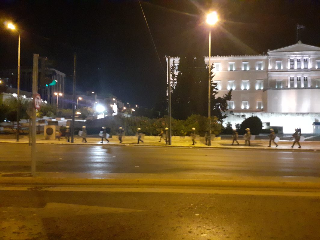Athens 2020, Syntagma Square. Police reaction to the anti-carceral protest after the Moria refugee camp was burnt down.